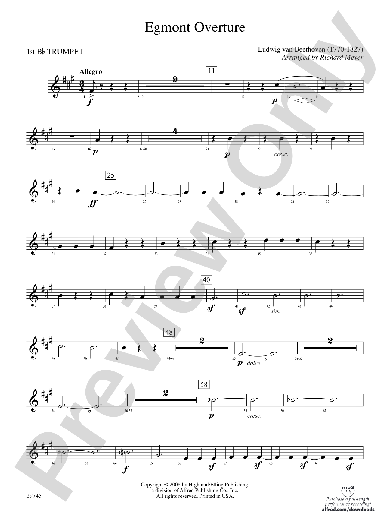 Egmont Overture: 1st B-flat Trumpet