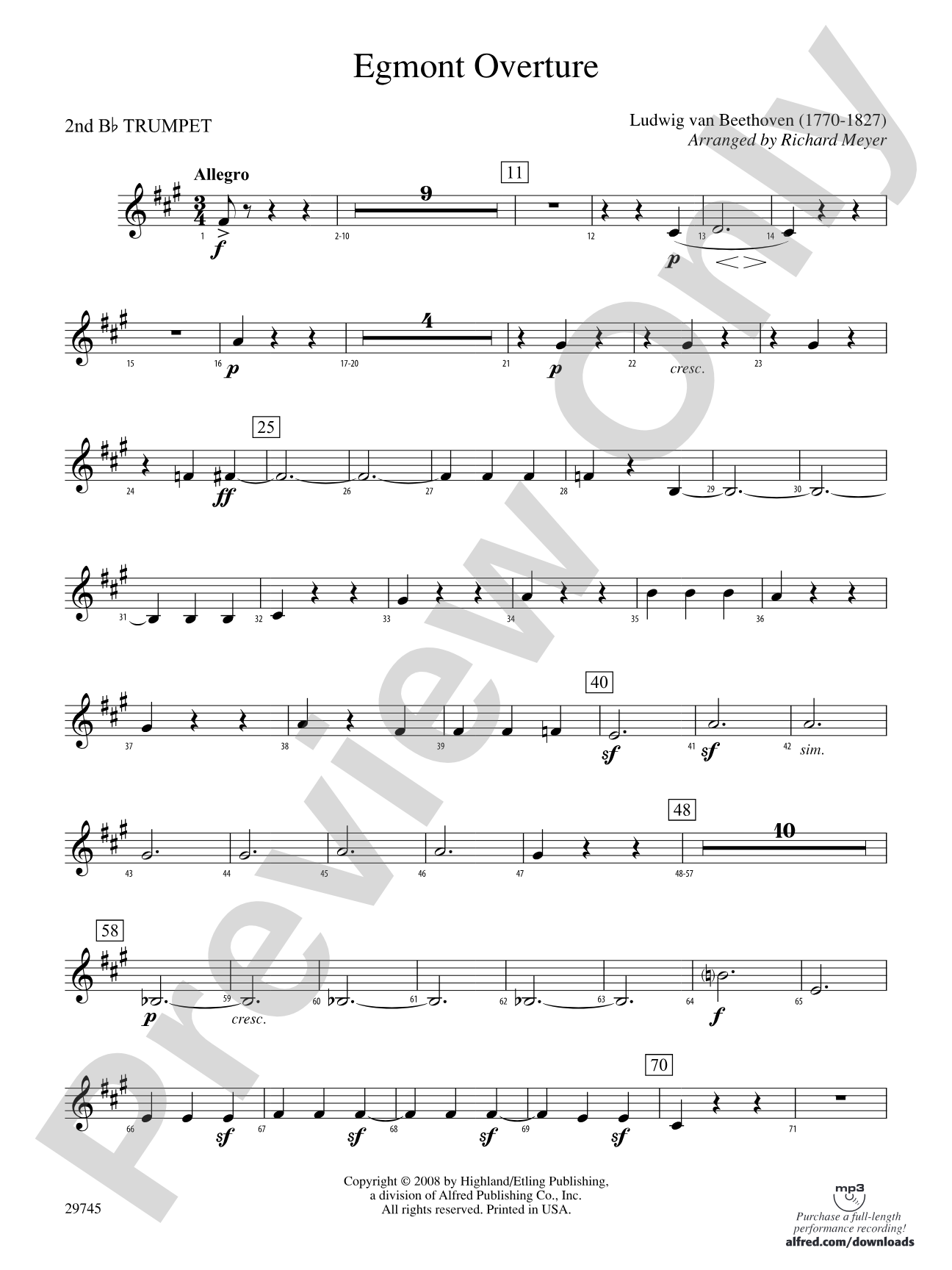 Egmont Overture: 2nd B-flat Trumpet