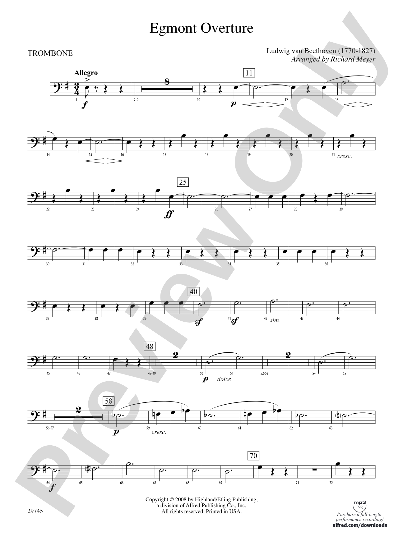 Egmont Overture: 1st Trombone