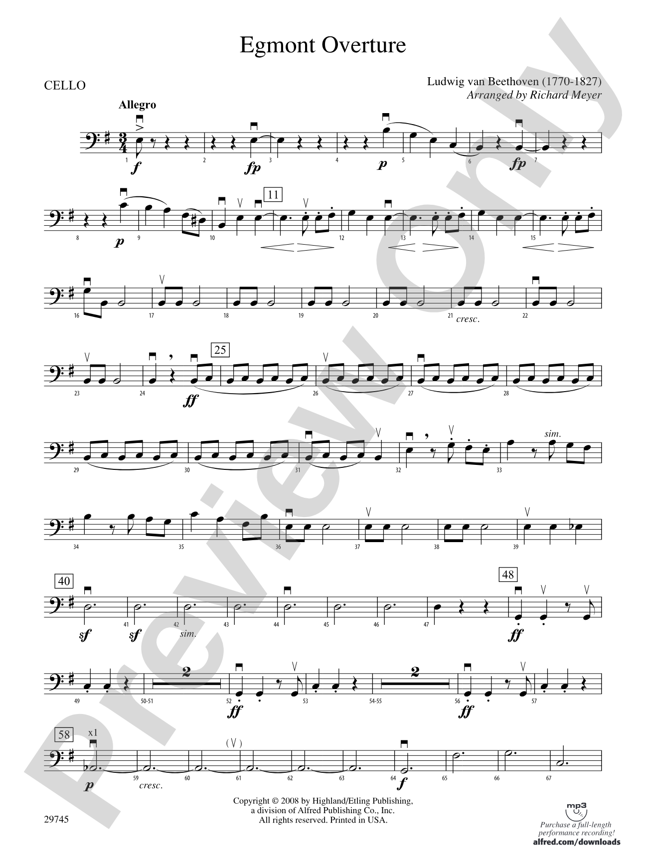 Egmont Overture: Cello