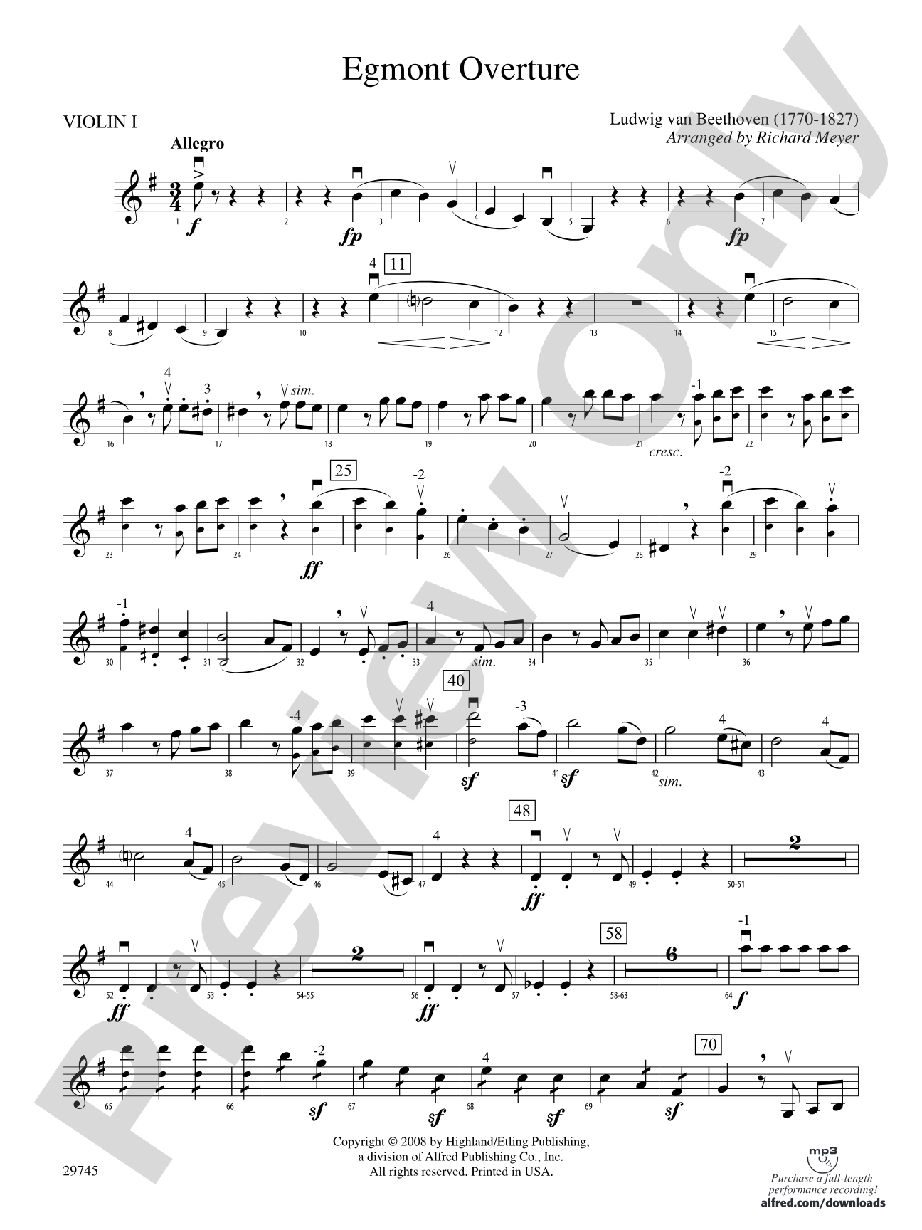 Egmont Overture: 1st Violin
