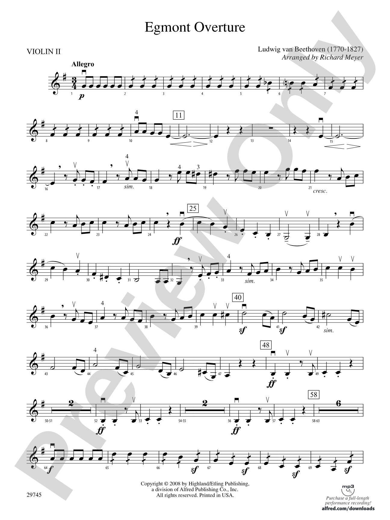 Egmont Overture: 2nd Violin