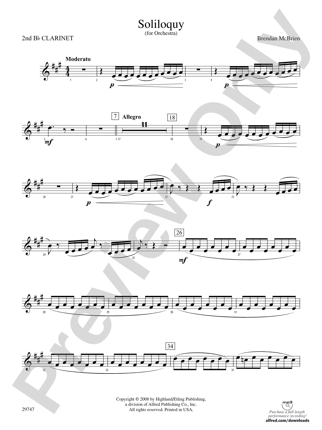 Soliloquy for Orchestra: 2nd B-flat Clarinet