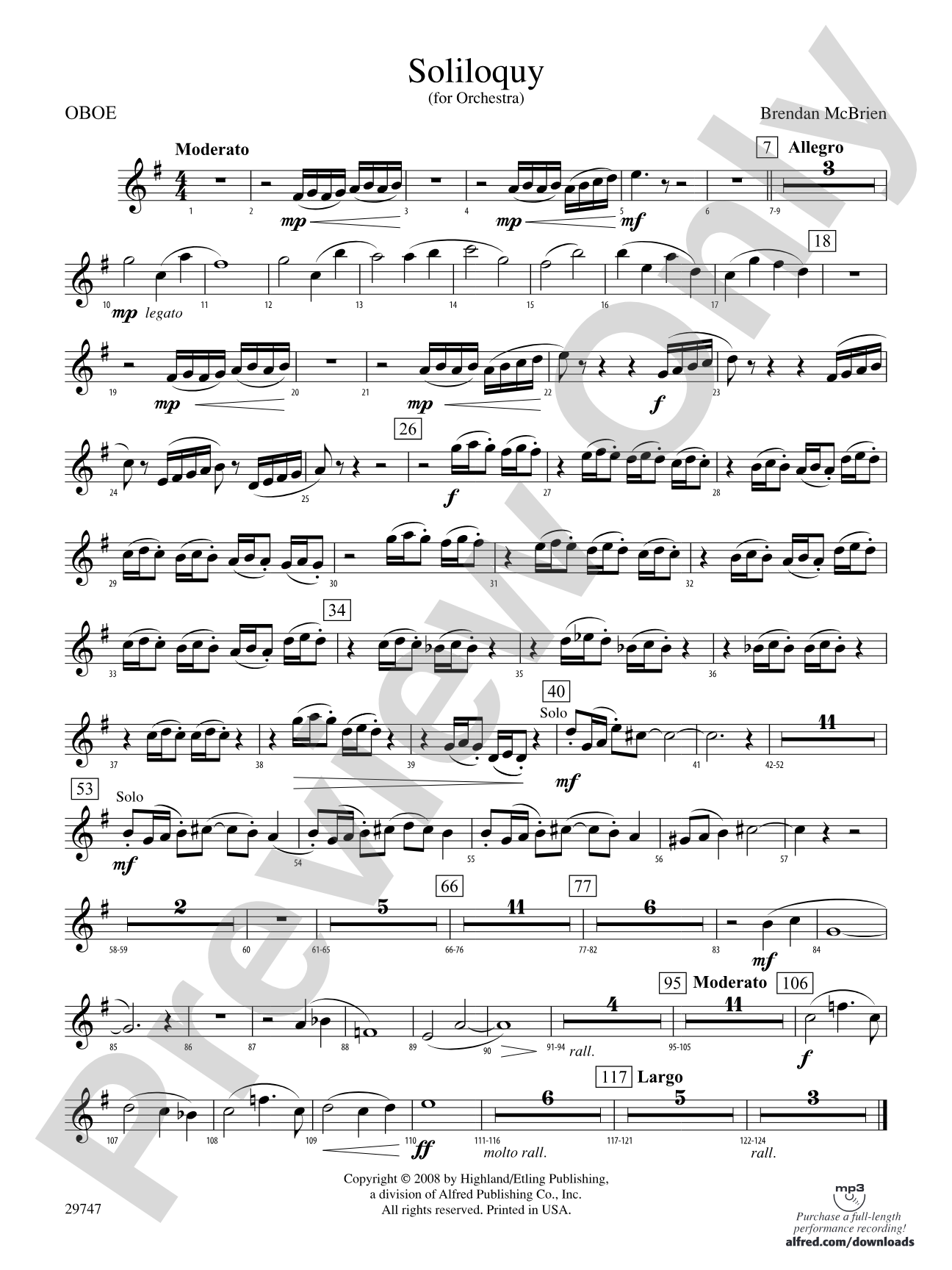 Soliloquy for Orchestra: Oboe