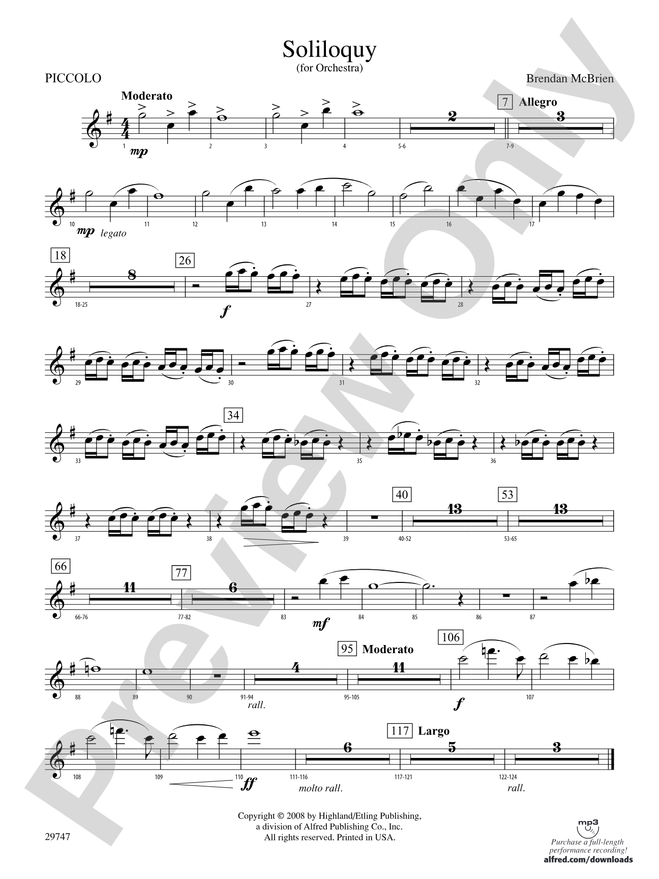 Soliloquy for Orchestra: Piccolo