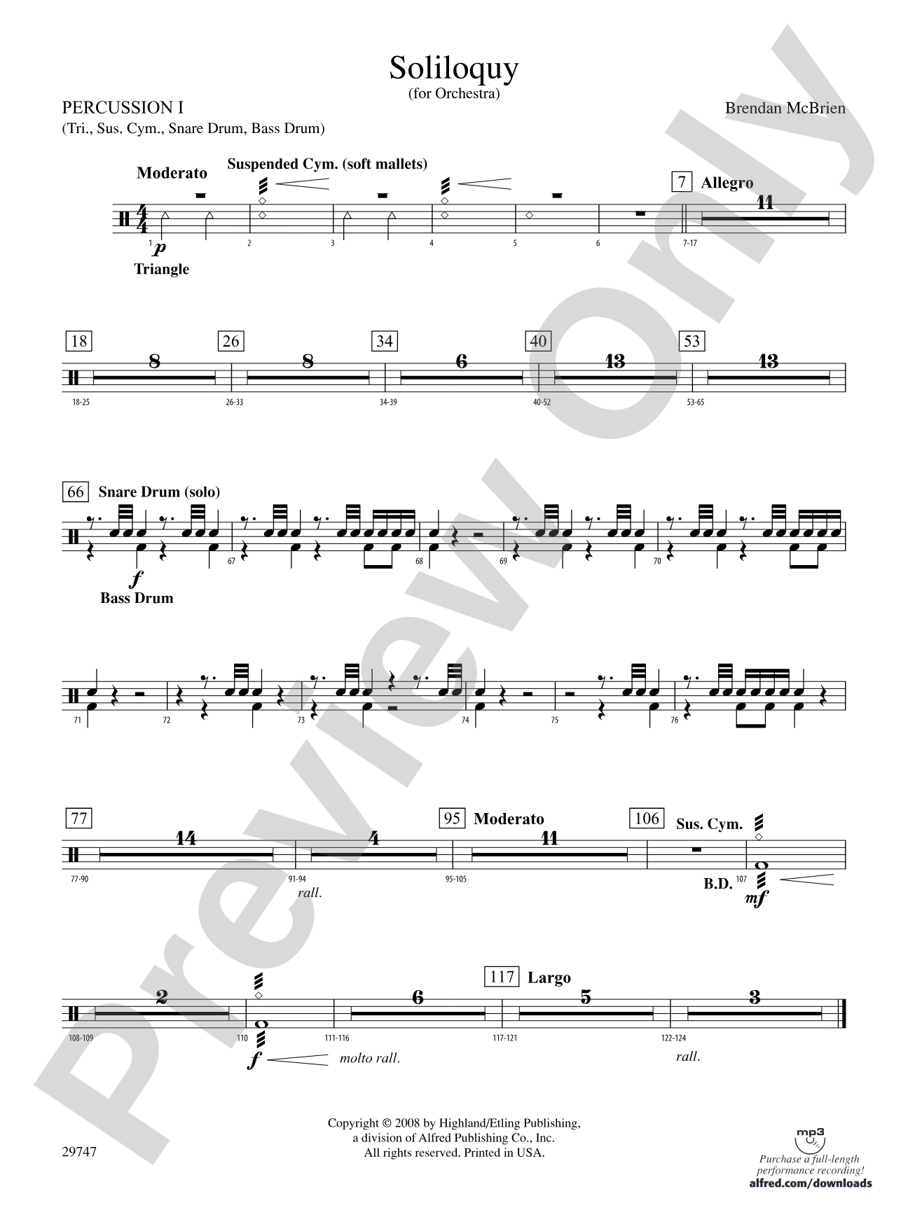 Soliloquy for Orchestra: 1st Percussion