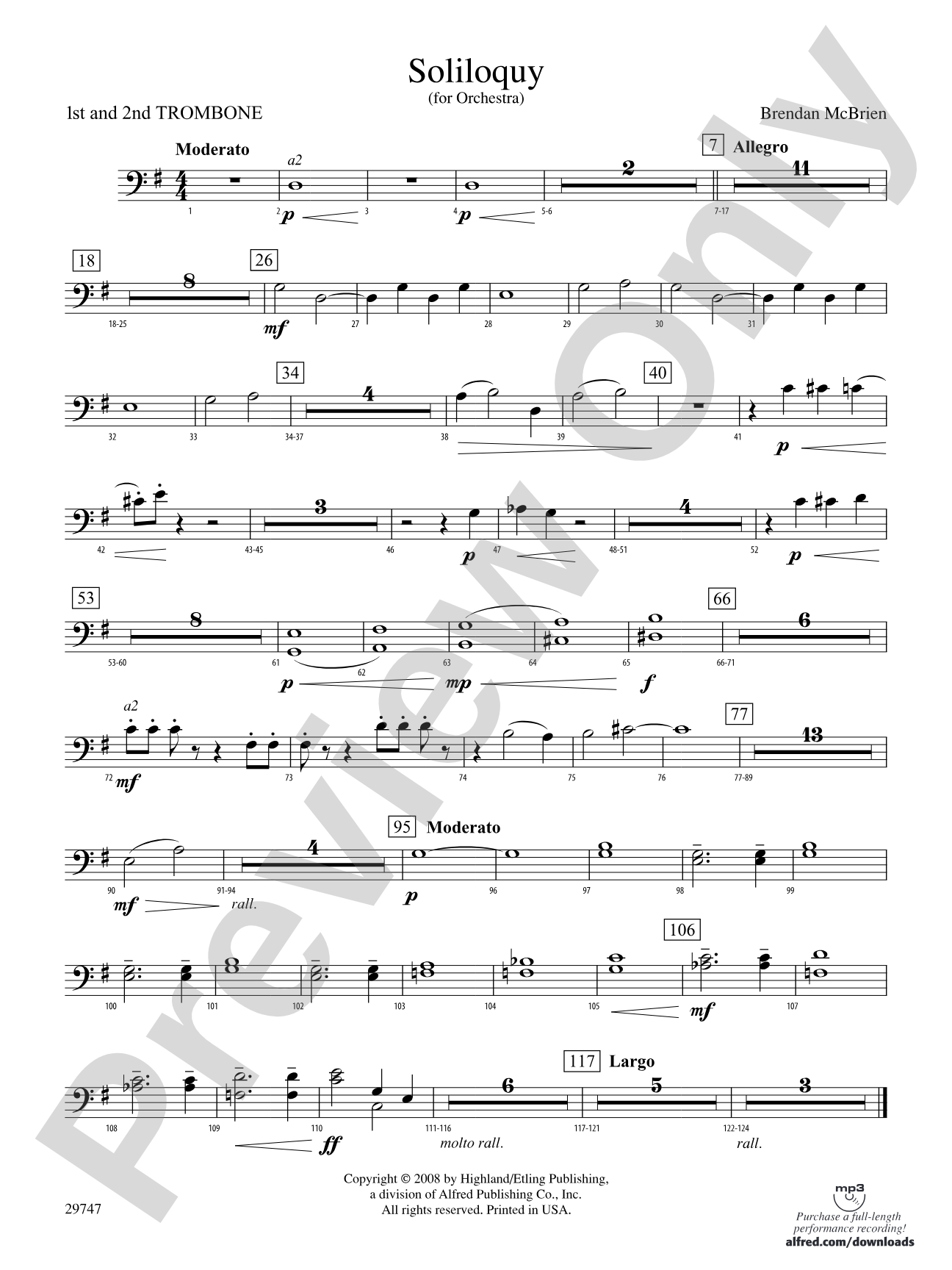 Soliloquy for Orchestra: 1st & 2nd Trombones