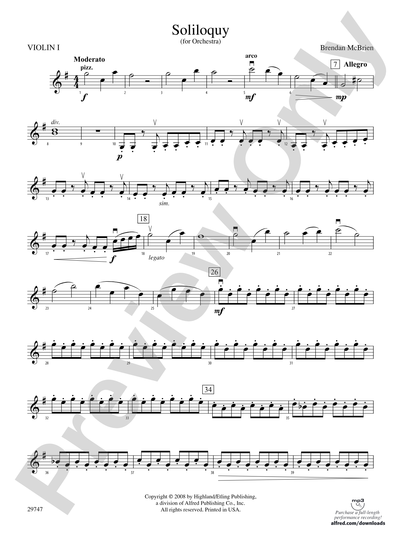 Soliloquy for Orchestra: 1st Violin
