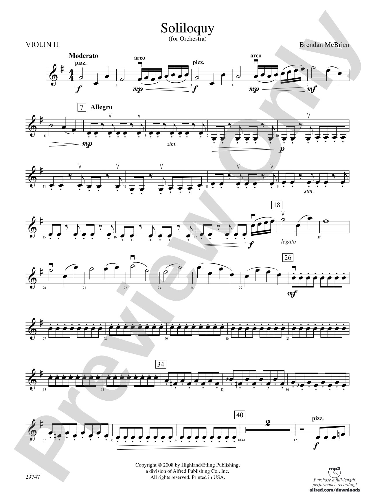 Soliloquy for Orchestra: 2nd Violin