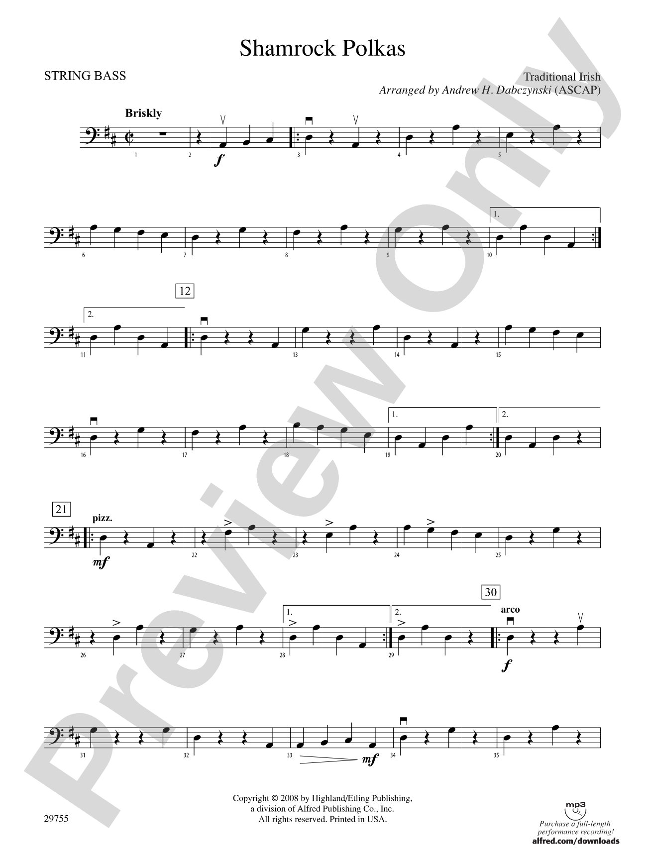 Shamrock Polkas: String Bass