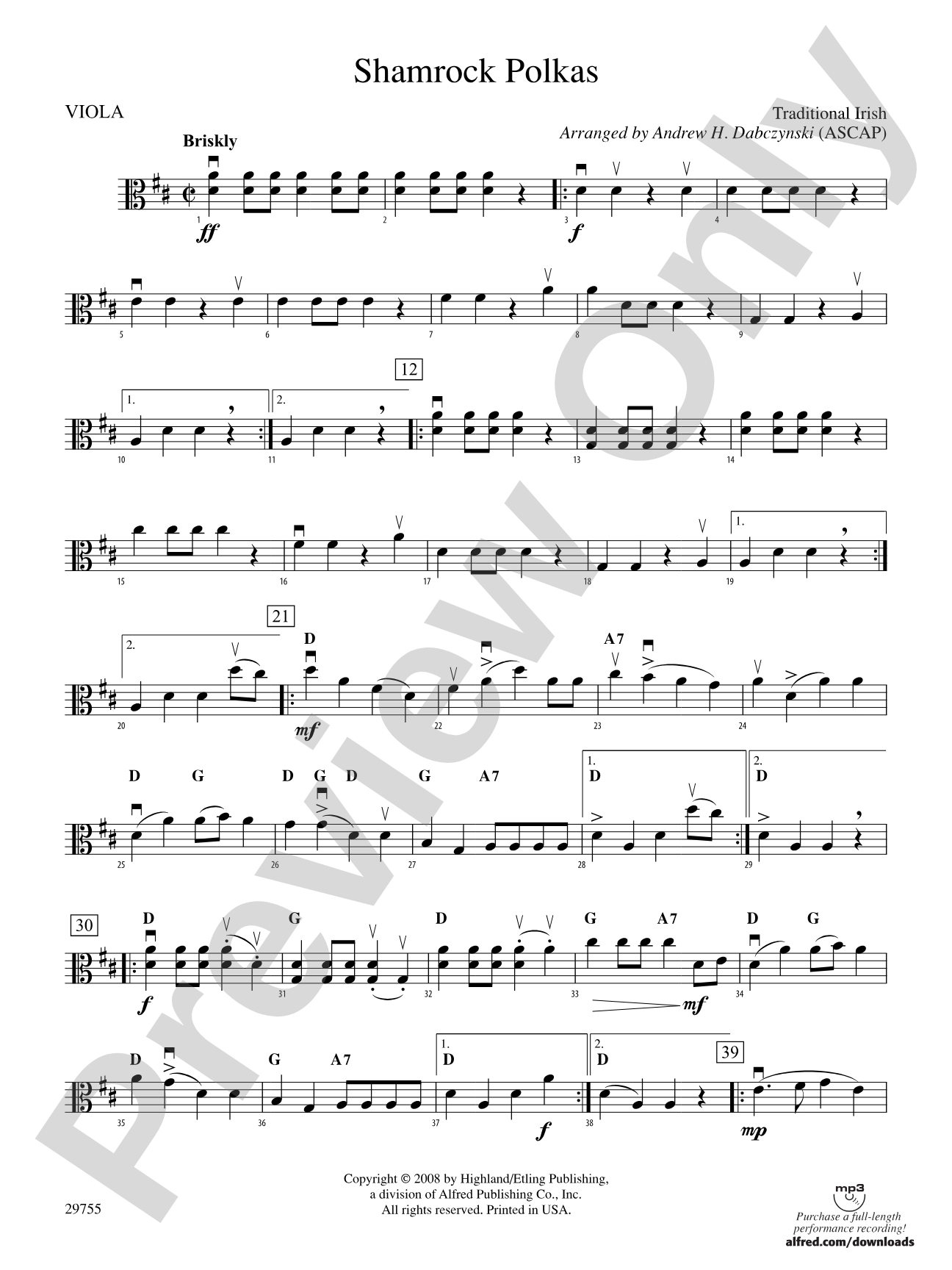 Shamrock Polkas: Viola