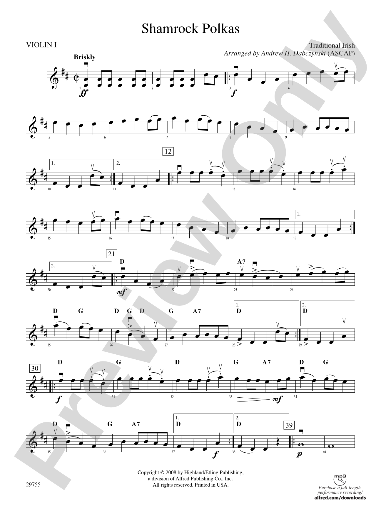 Shamrock Polkas: 1st Violin