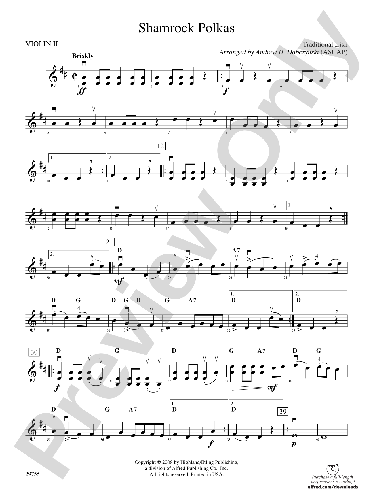 Shamrock Polkas: 2nd Violin