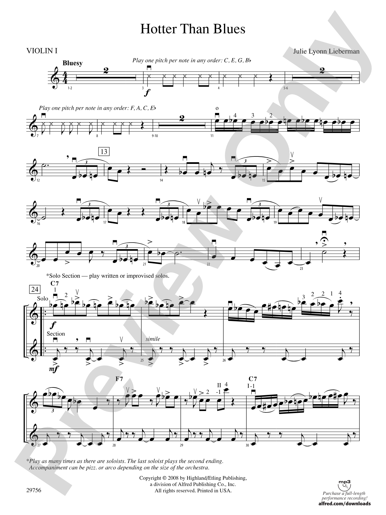 Hotter Than Blues: 1st Violin