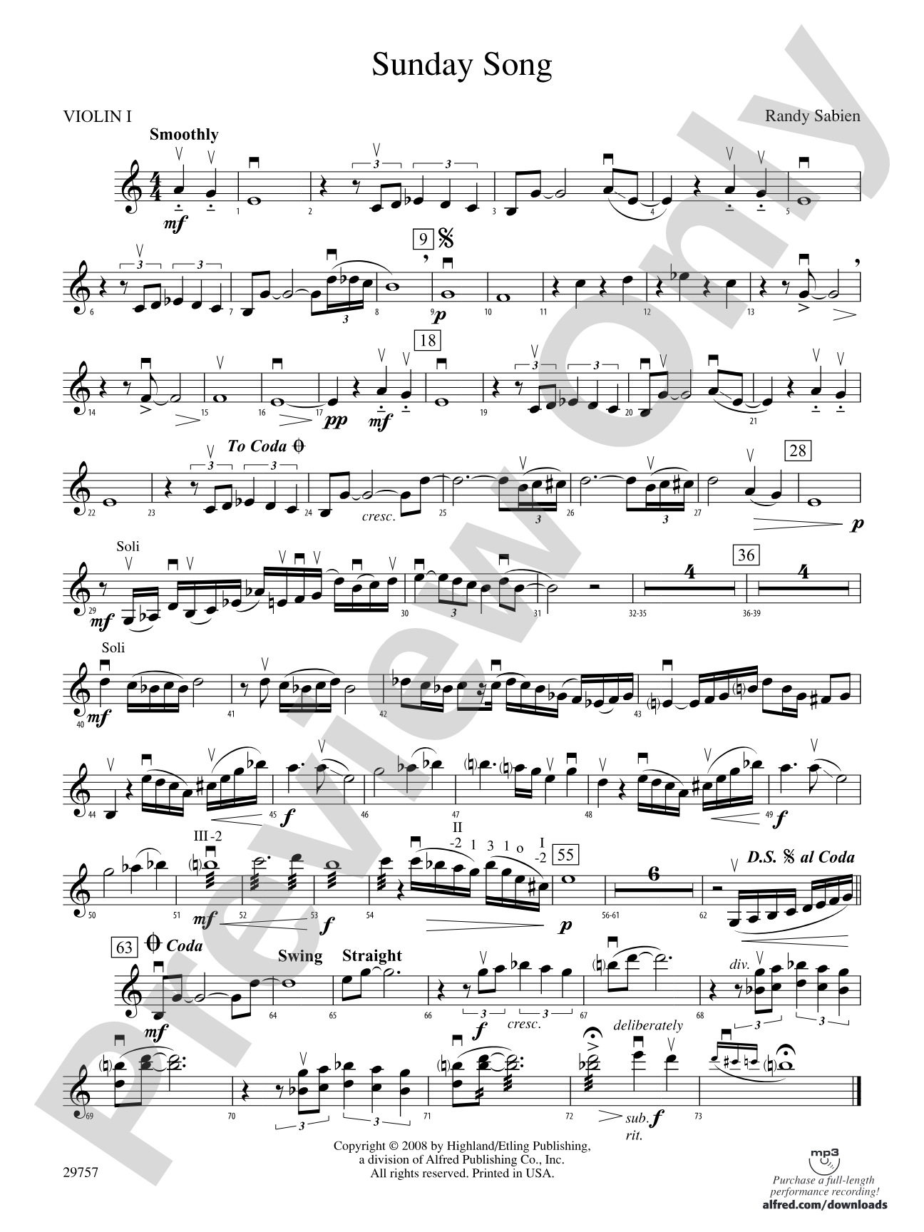 Sunday Song: 1st Violin