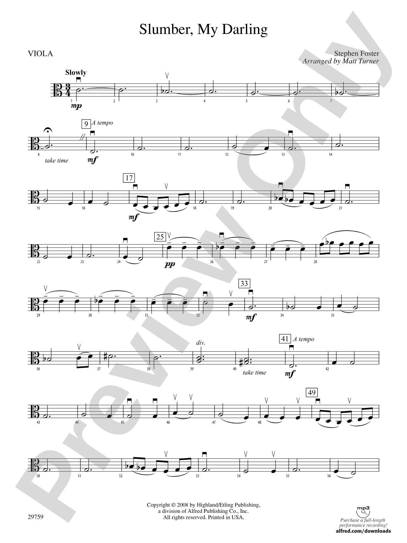 Slumber, My Darling: Viola