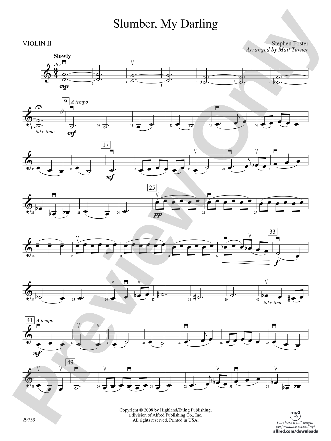 Slumber, My Darling: 2nd Violin