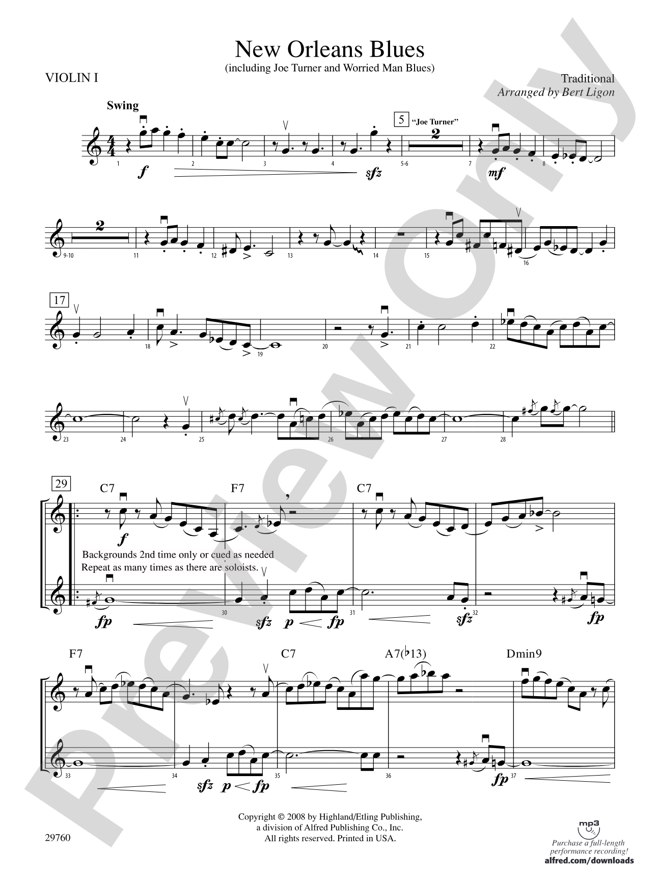 New Orleans Blues: 1st Violin