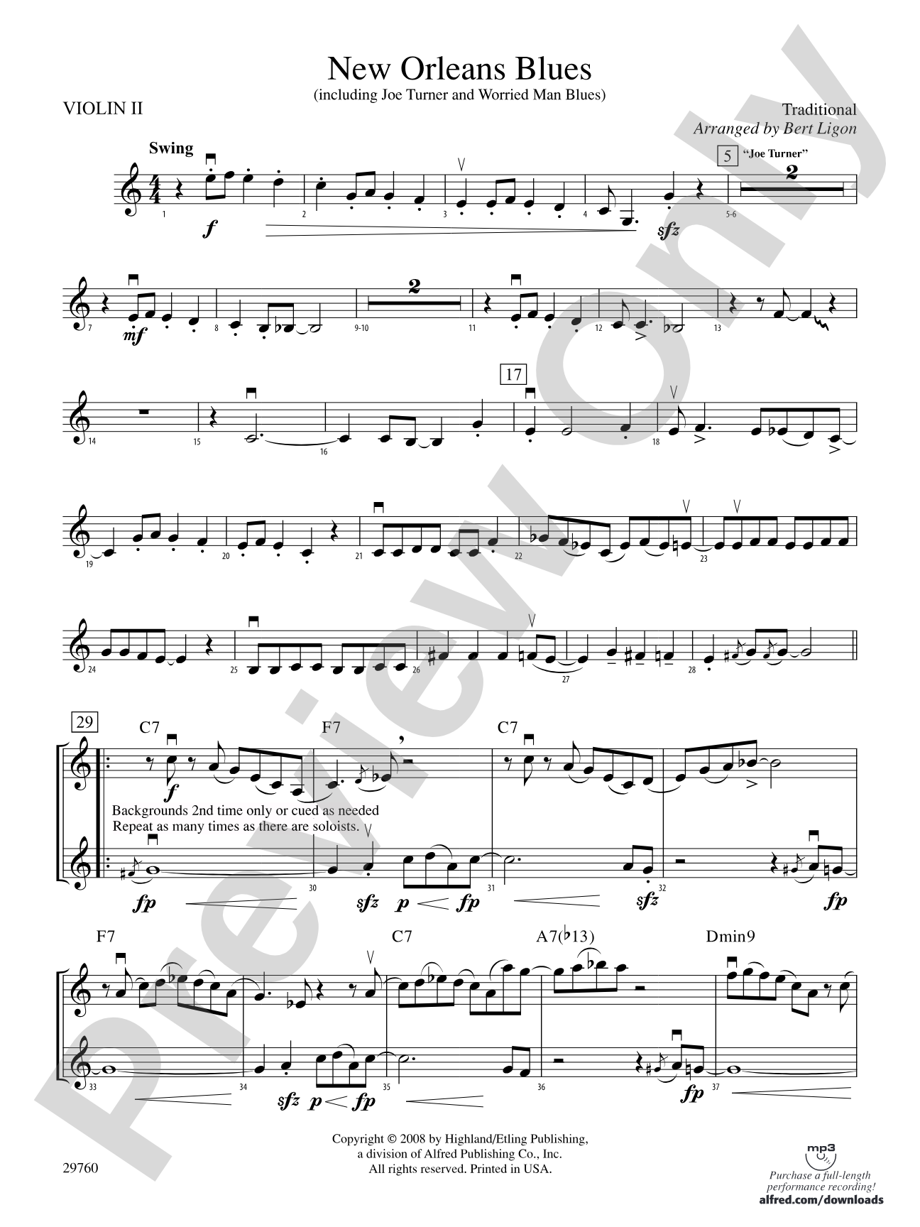 New Orleans Blues: 2nd Violin