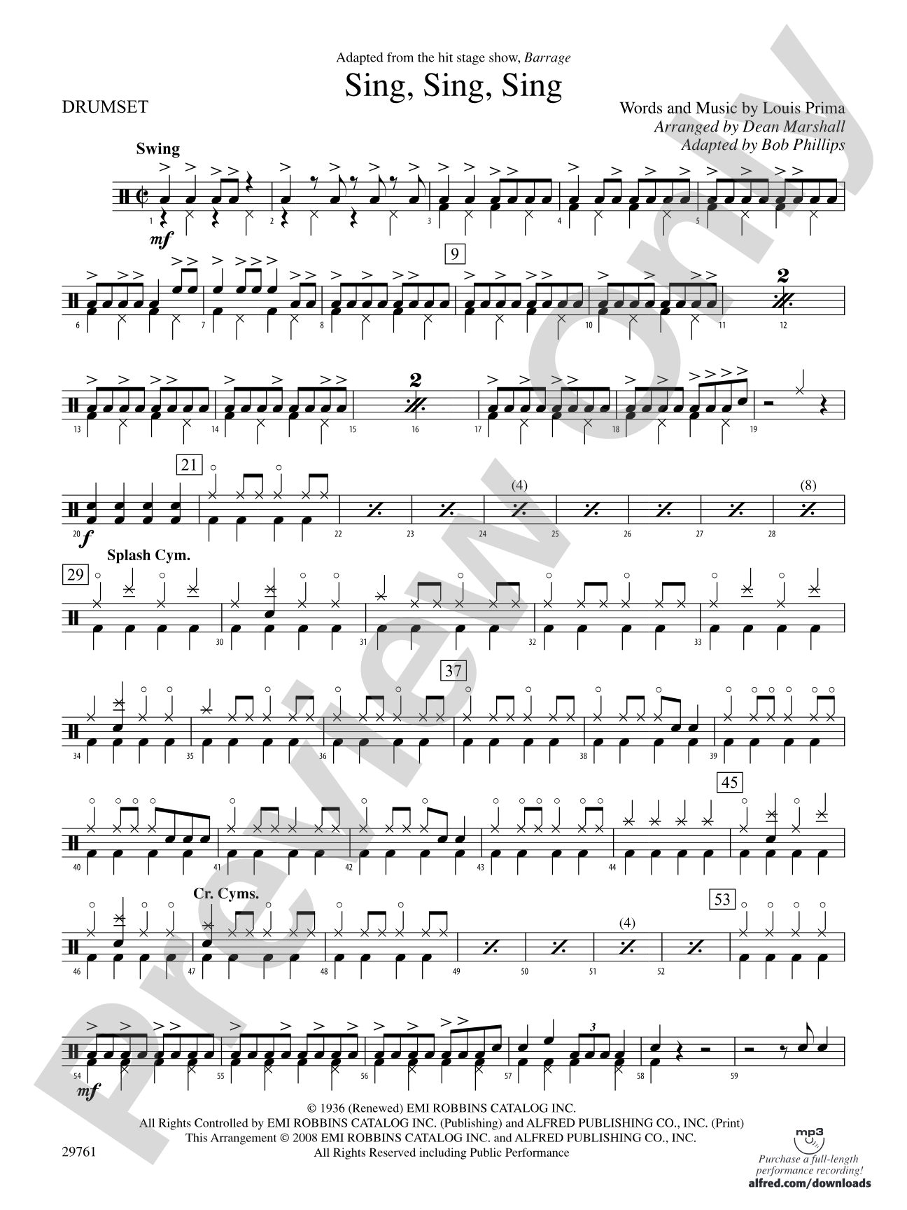 Sing, Sing, Sing (adapted from the stage show Barrage): Drums