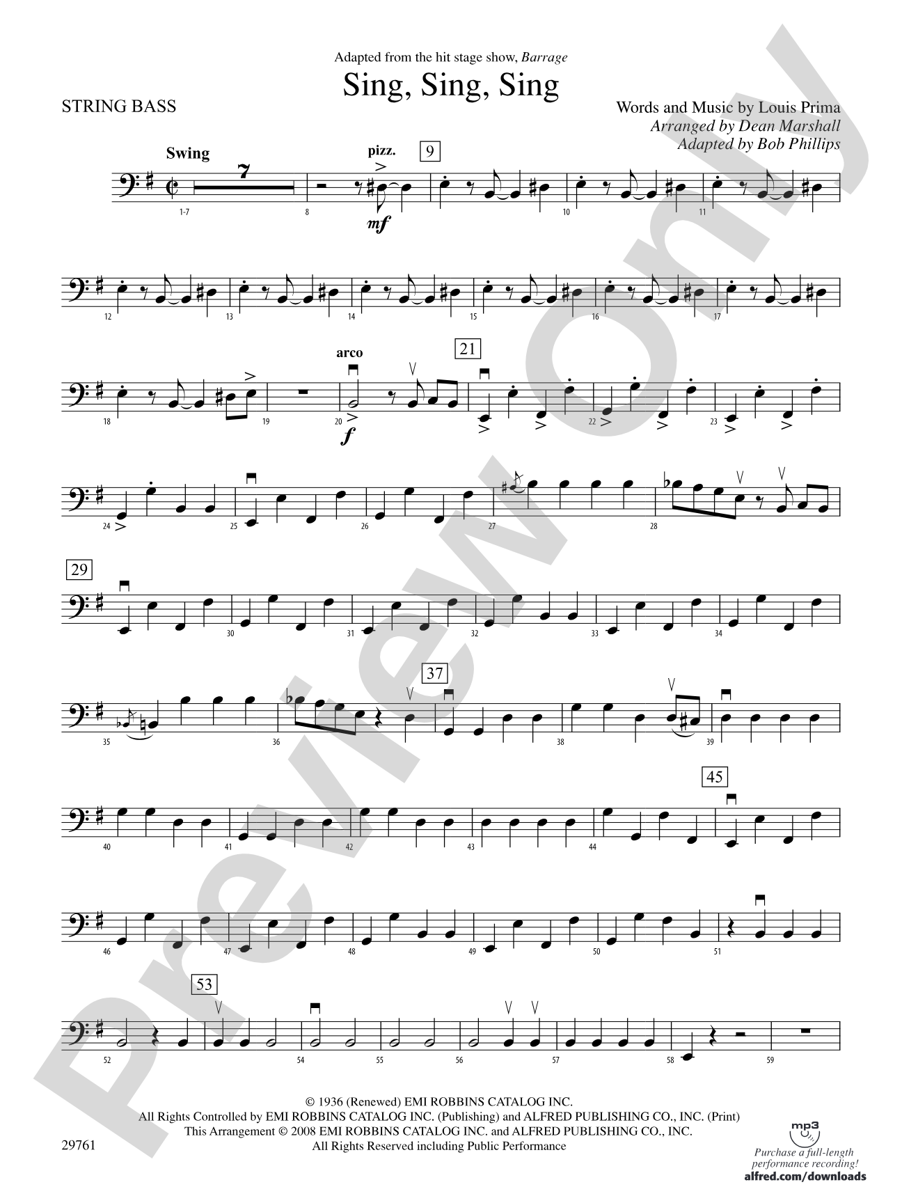 Sing, Sing, Sing (adapted from the stage show Barrage): String Bass