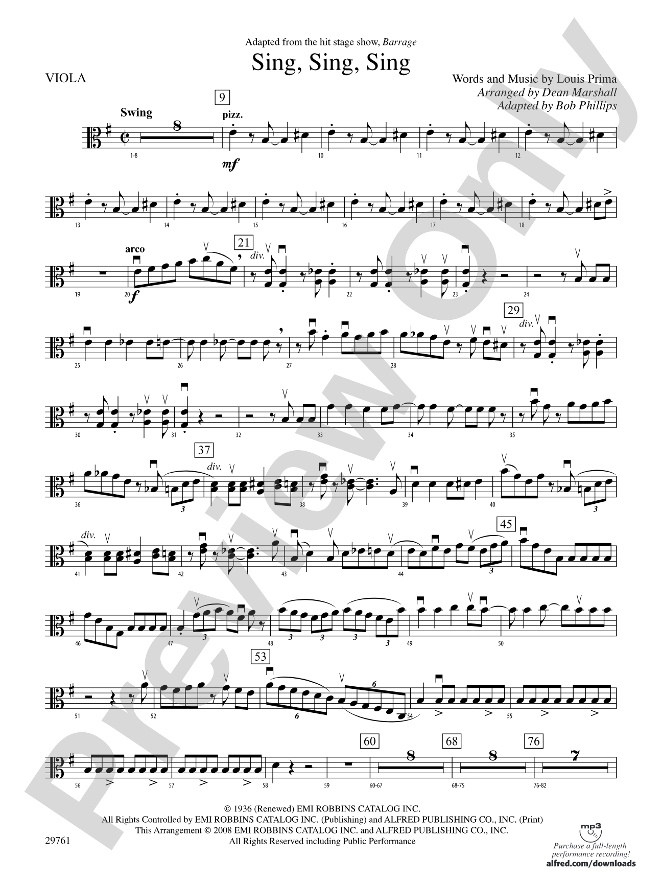 Sing, Sing, Sing (adapted from the stage show Barrage): Viola