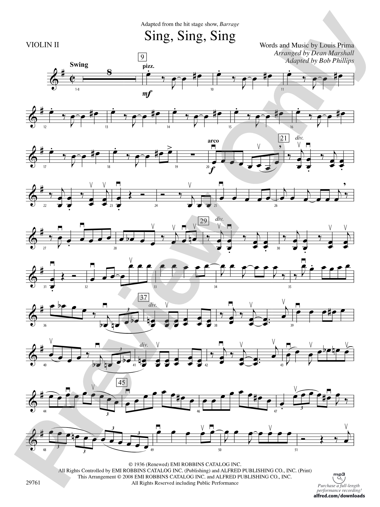 Sing, Sing, Sing (adapted from the stage show Barrage): 2nd Violin