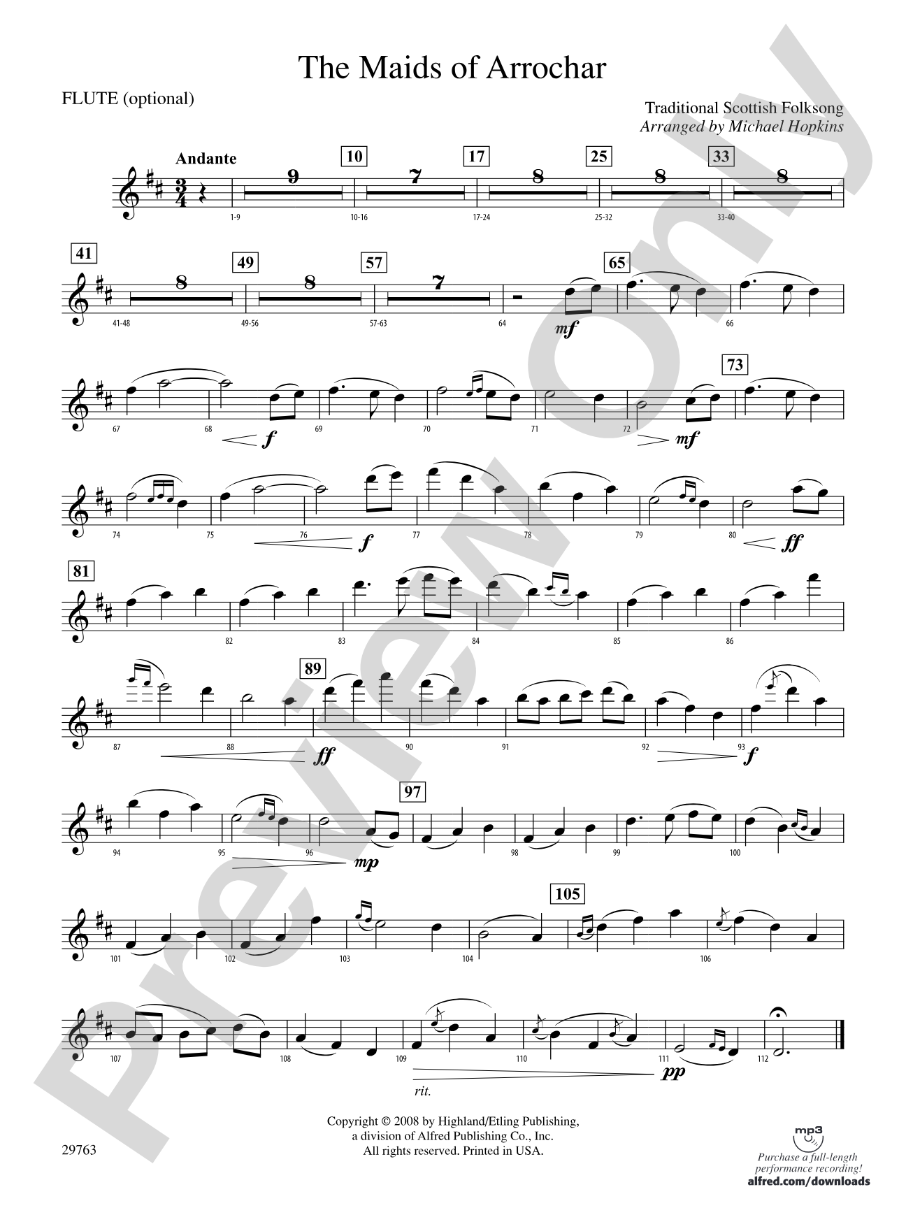 The Maids of Arrochar: Flute