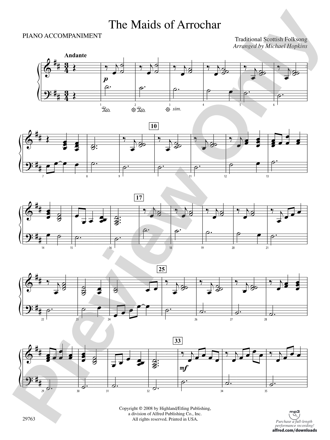 The Maids of Arrochar: Piano Accompaniment