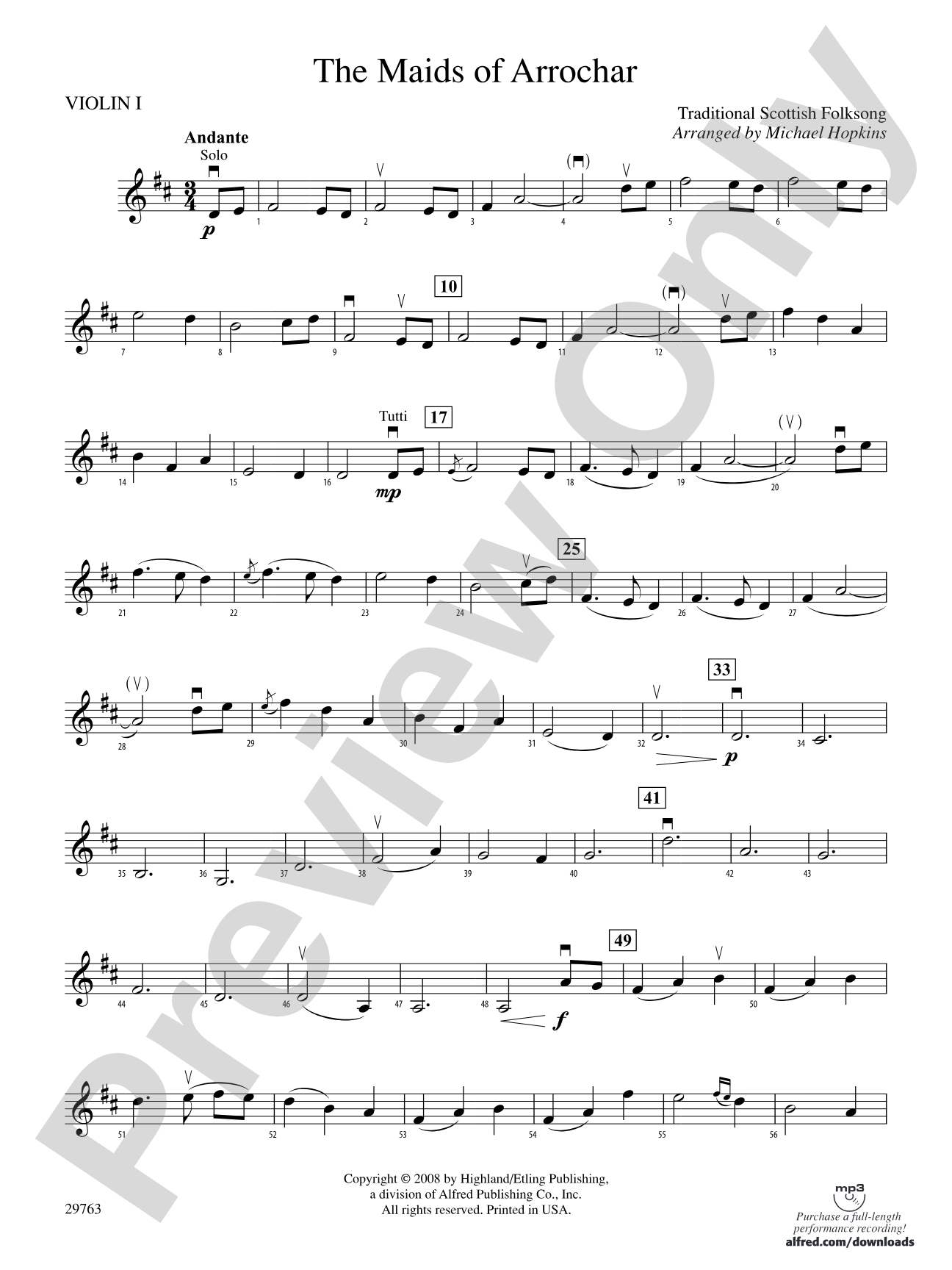 The Maids of Arrochar: 1st Violin