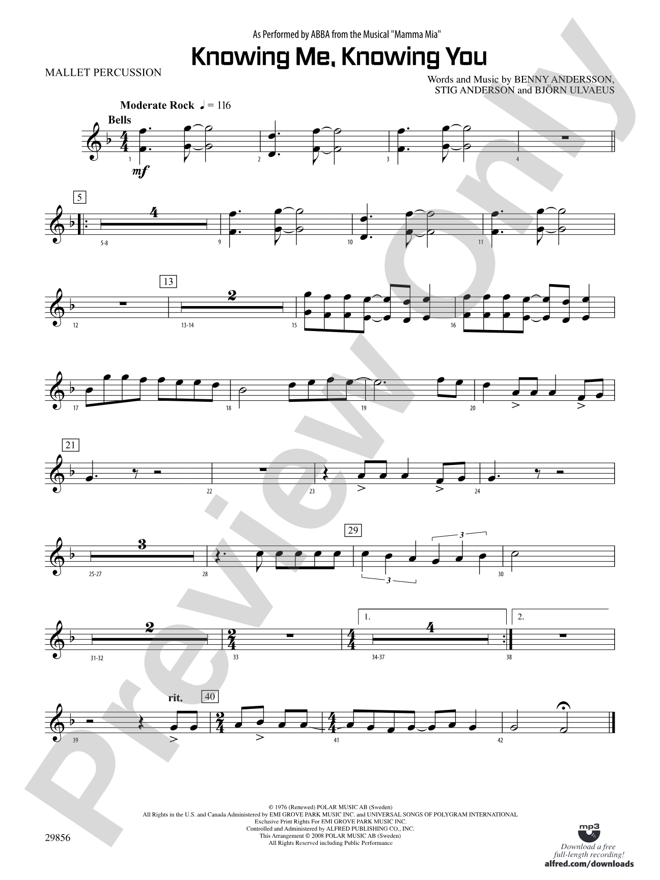 Knowing Me, Knowing You (As performed by ABBA from the musical Mamma Mia): Mallets