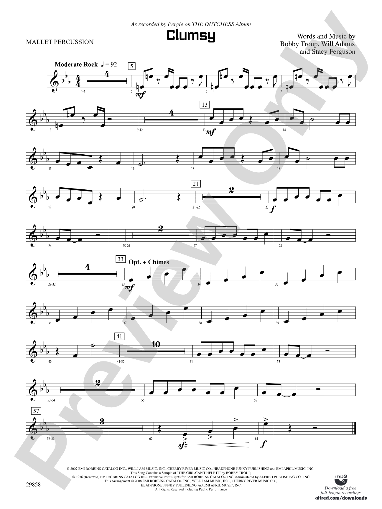 Clumsy (as recorded by Fergie on the album The Dutchess): Mallets