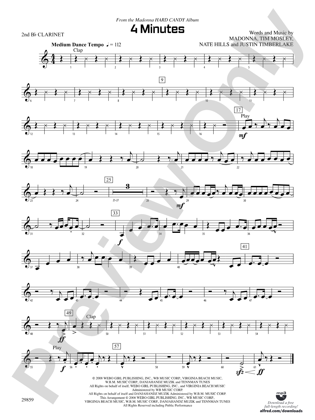 4 Minutes: 2nd B-flat Clarinet