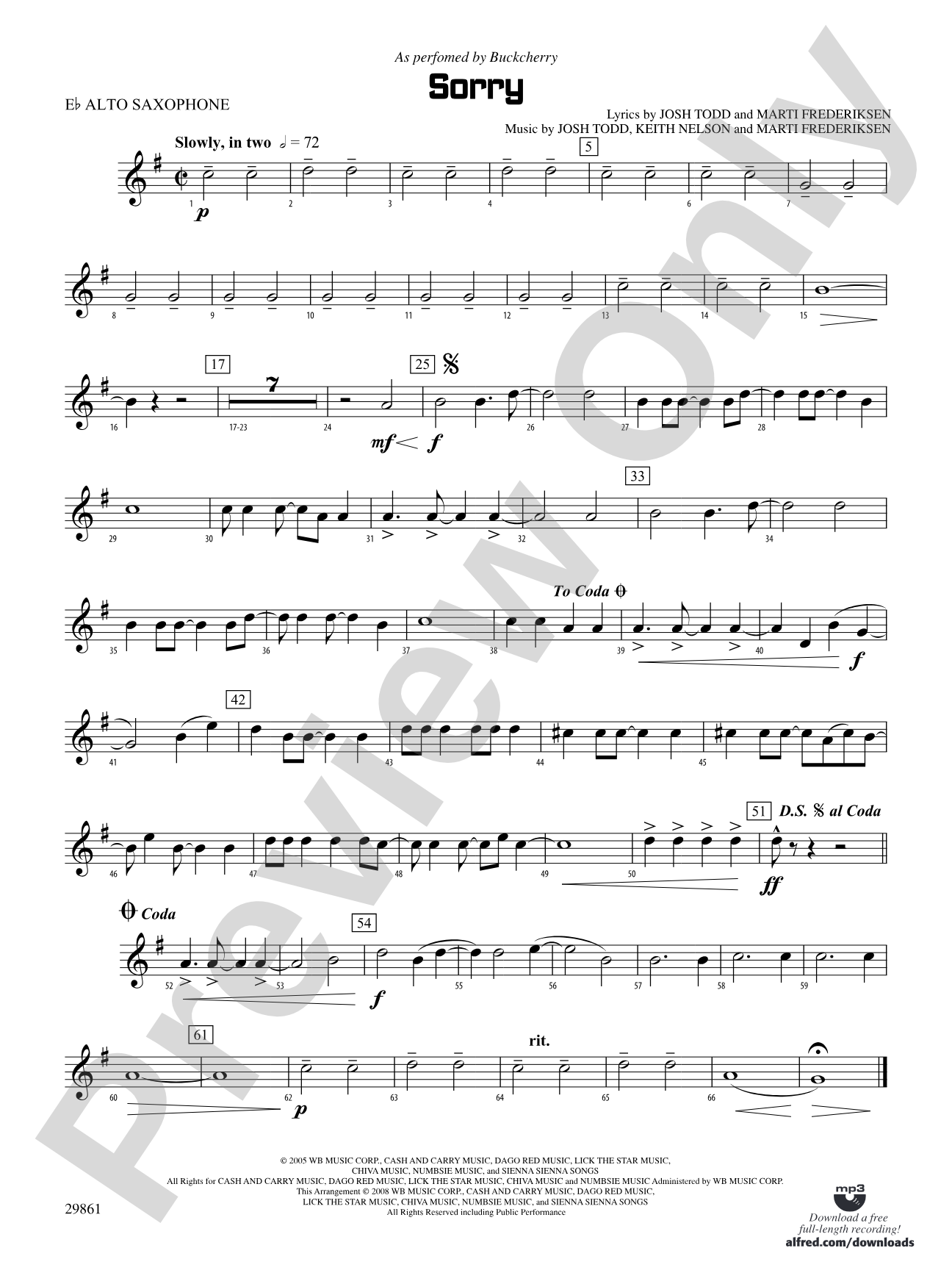 Sorry: E-flat Alto Saxophone
