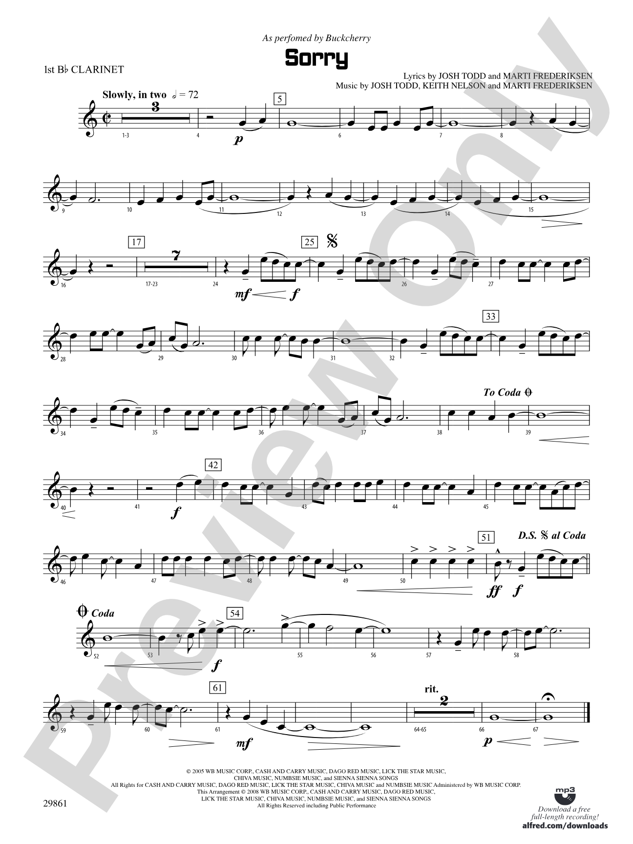Sorry: 1st B-flat Clarinet