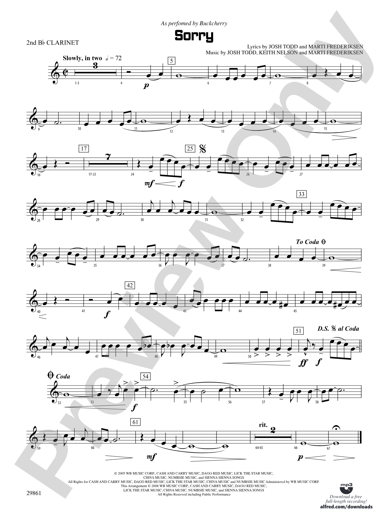 Sorry: 2nd B-flat Clarinet