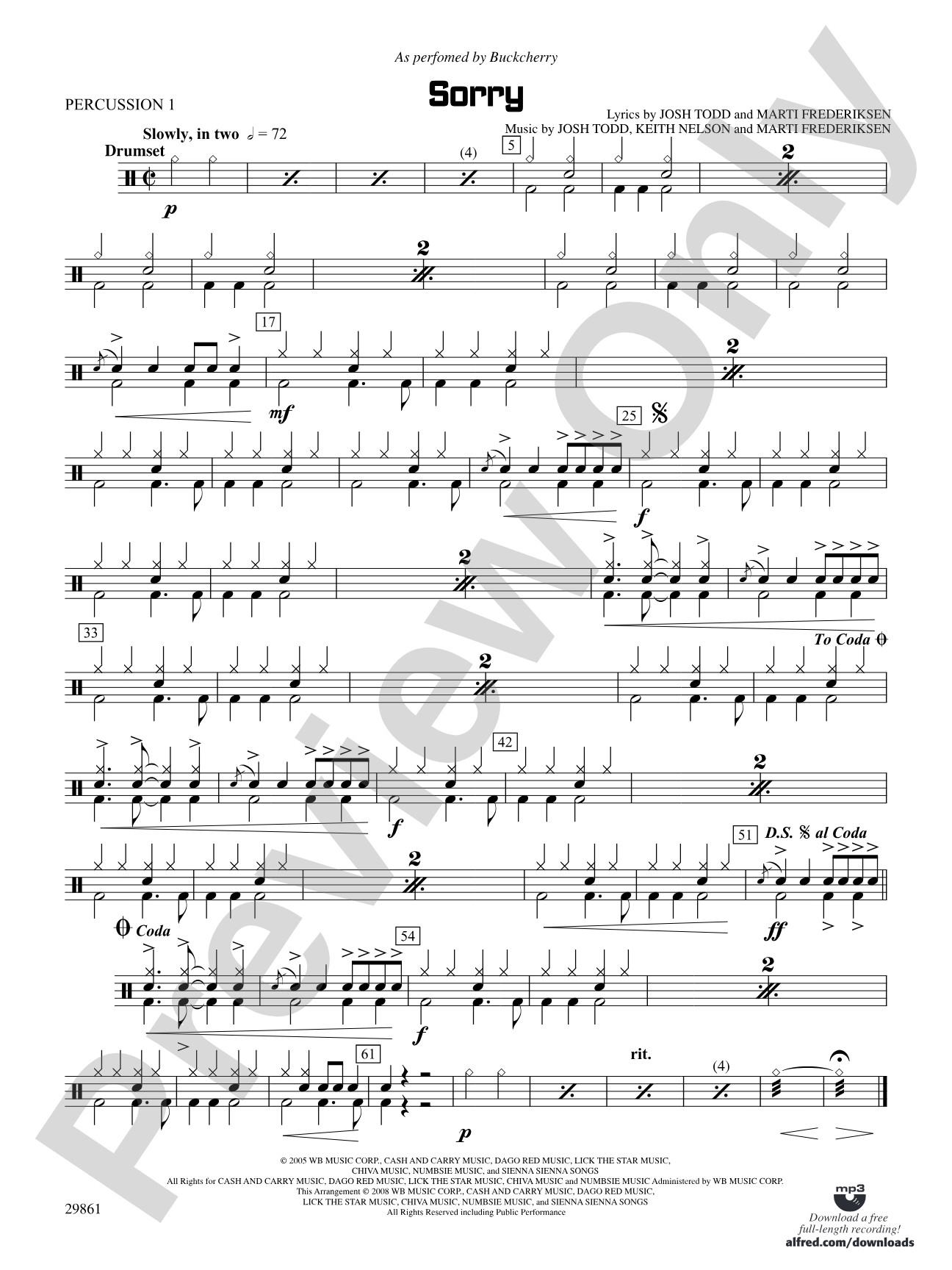 Sorry: 1st Percussion