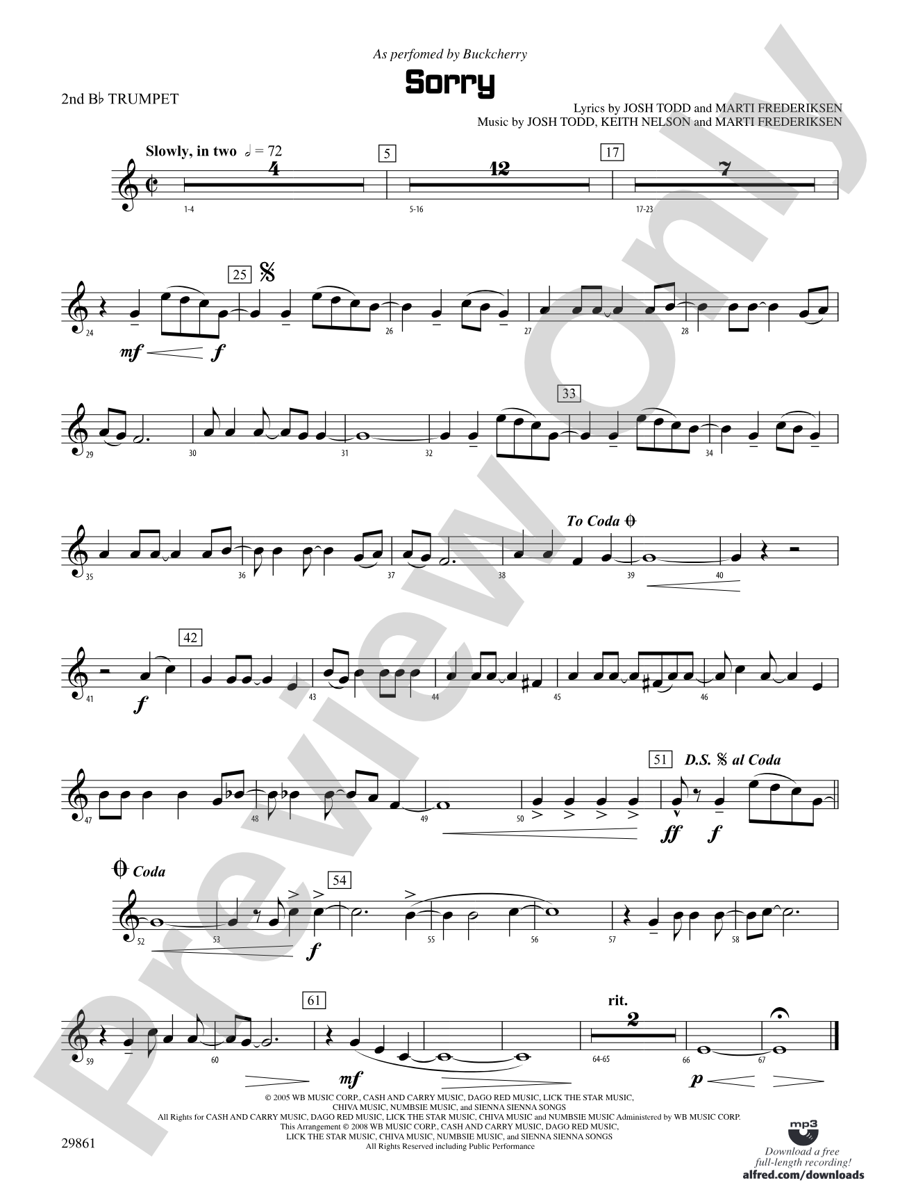 Sorry: 2nd B-flat Trumpet