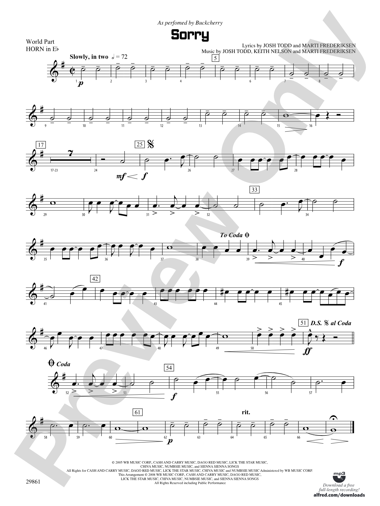 Sorry: (wp) 1st Horn in E-flat