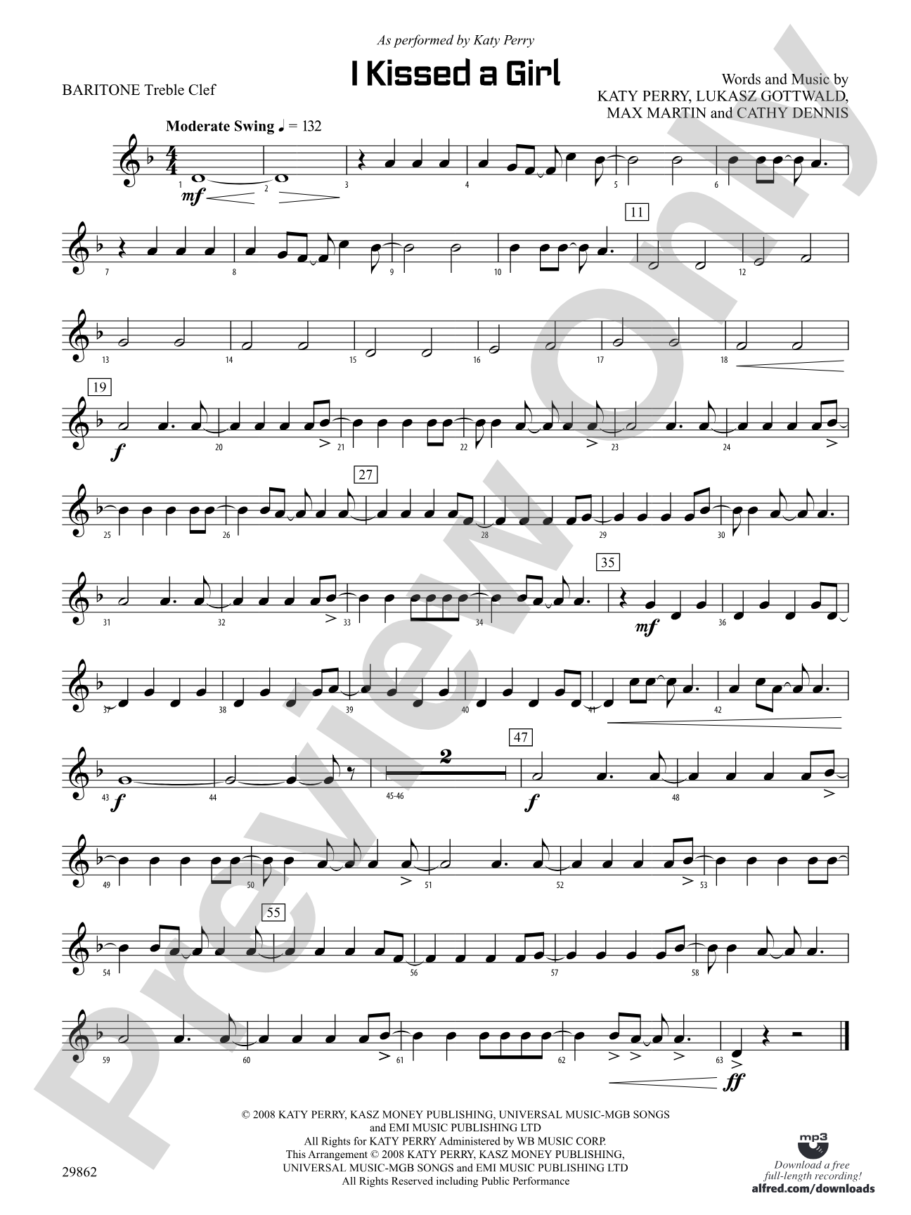I Kissed a Girl: Baritone T.C.
