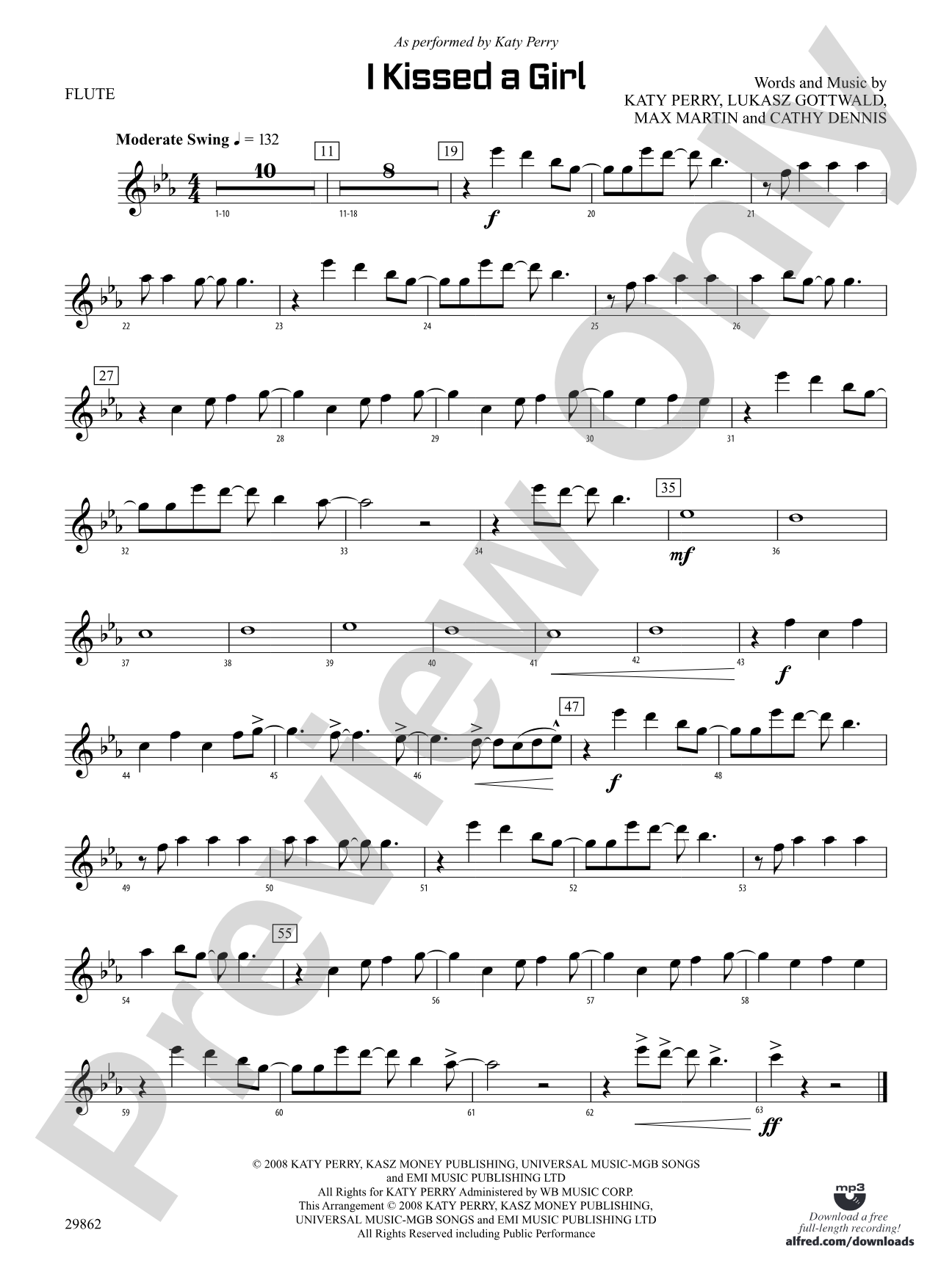 I Kissed a Girl: Flute