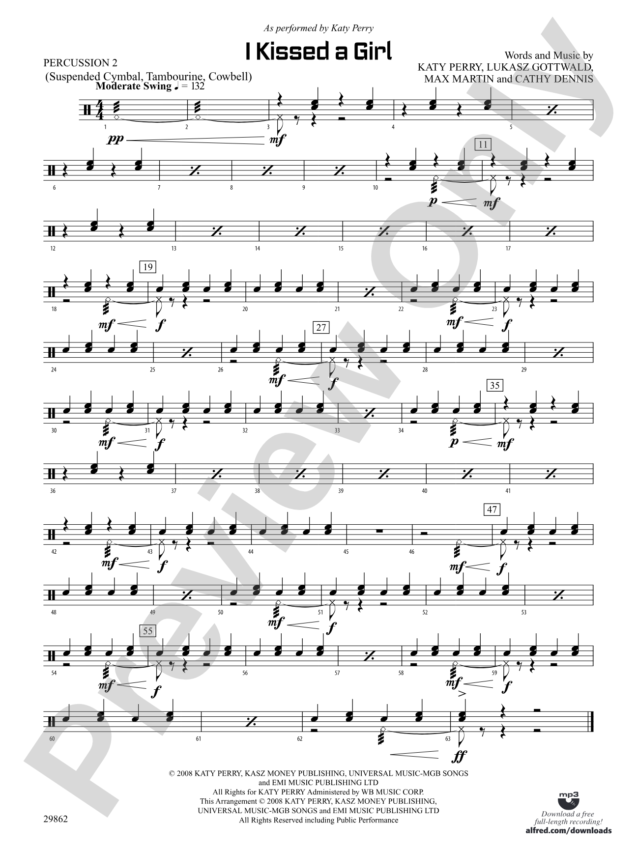 I Kissed a Girl: 2nd Percussion