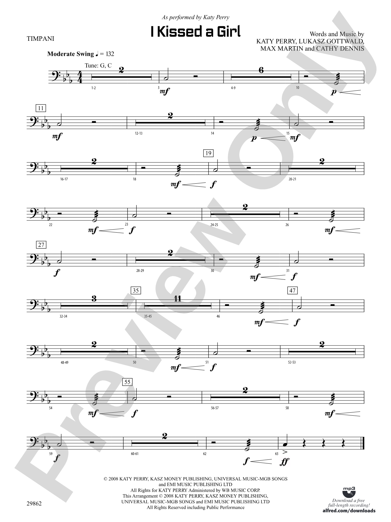 I Kissed a Girl: Timpani