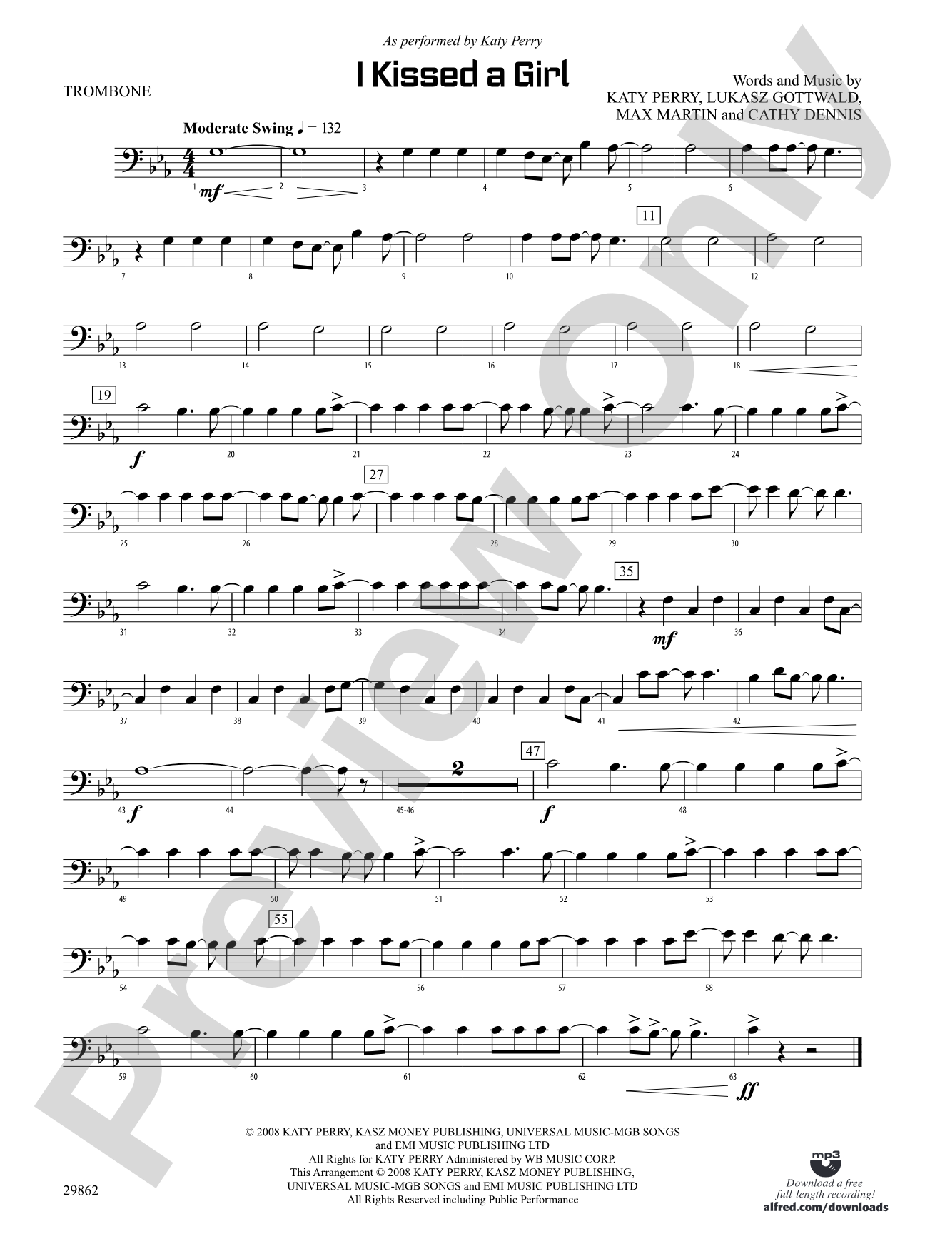 I Kissed a Girl: 1st Trombone