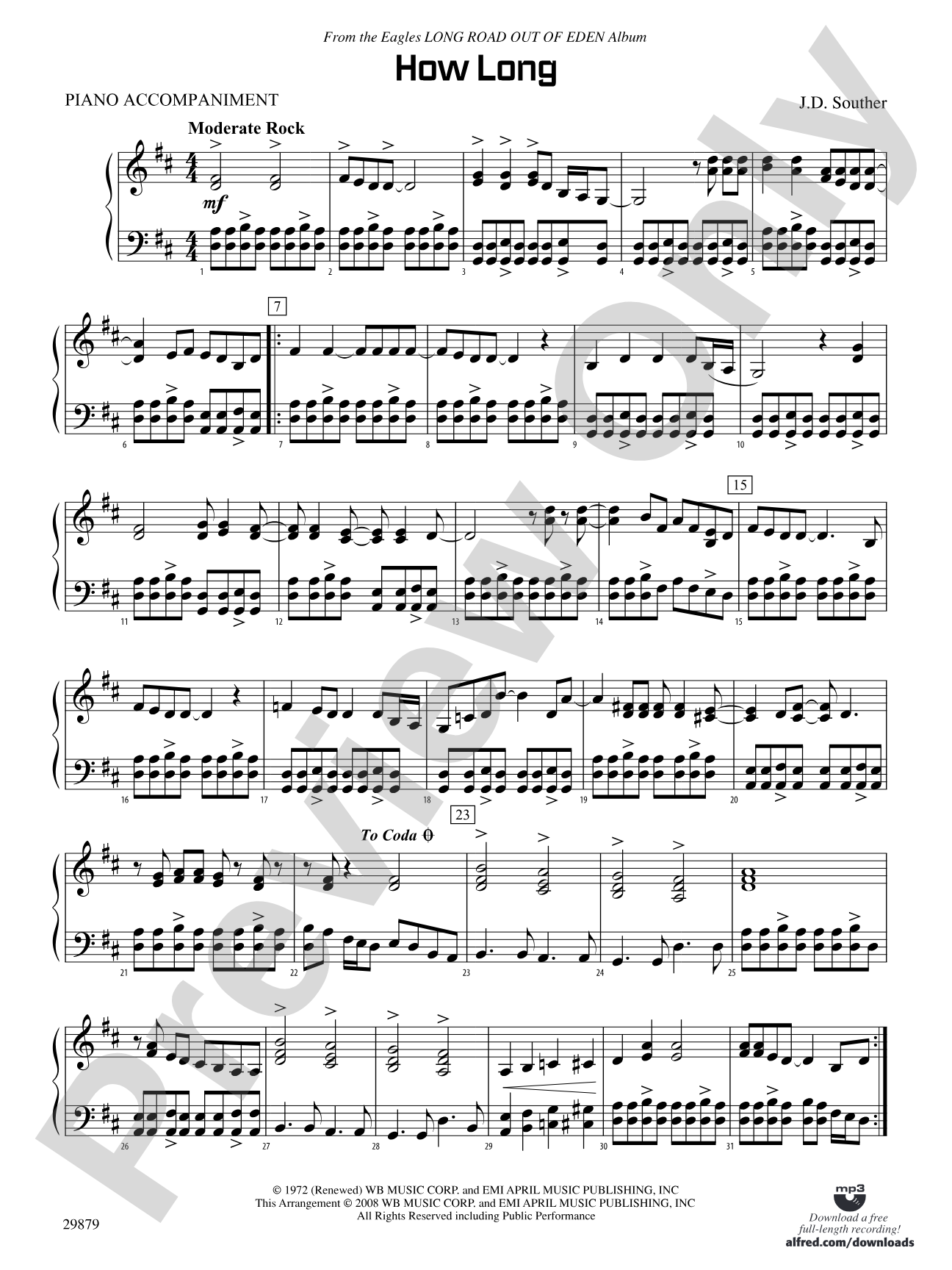 How Long: Piano Accompaniment