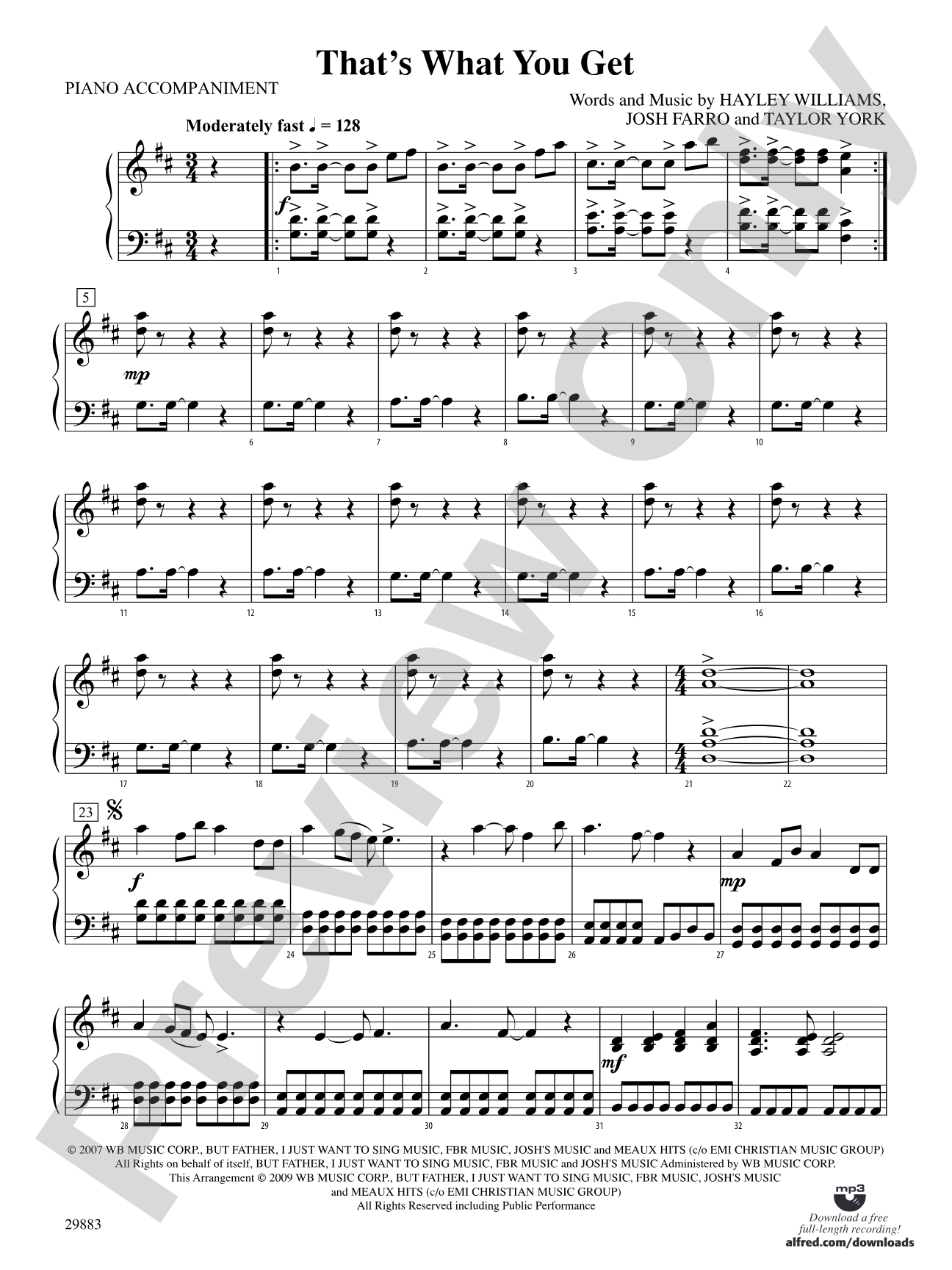 That's What You Get: Piano Accompaniment