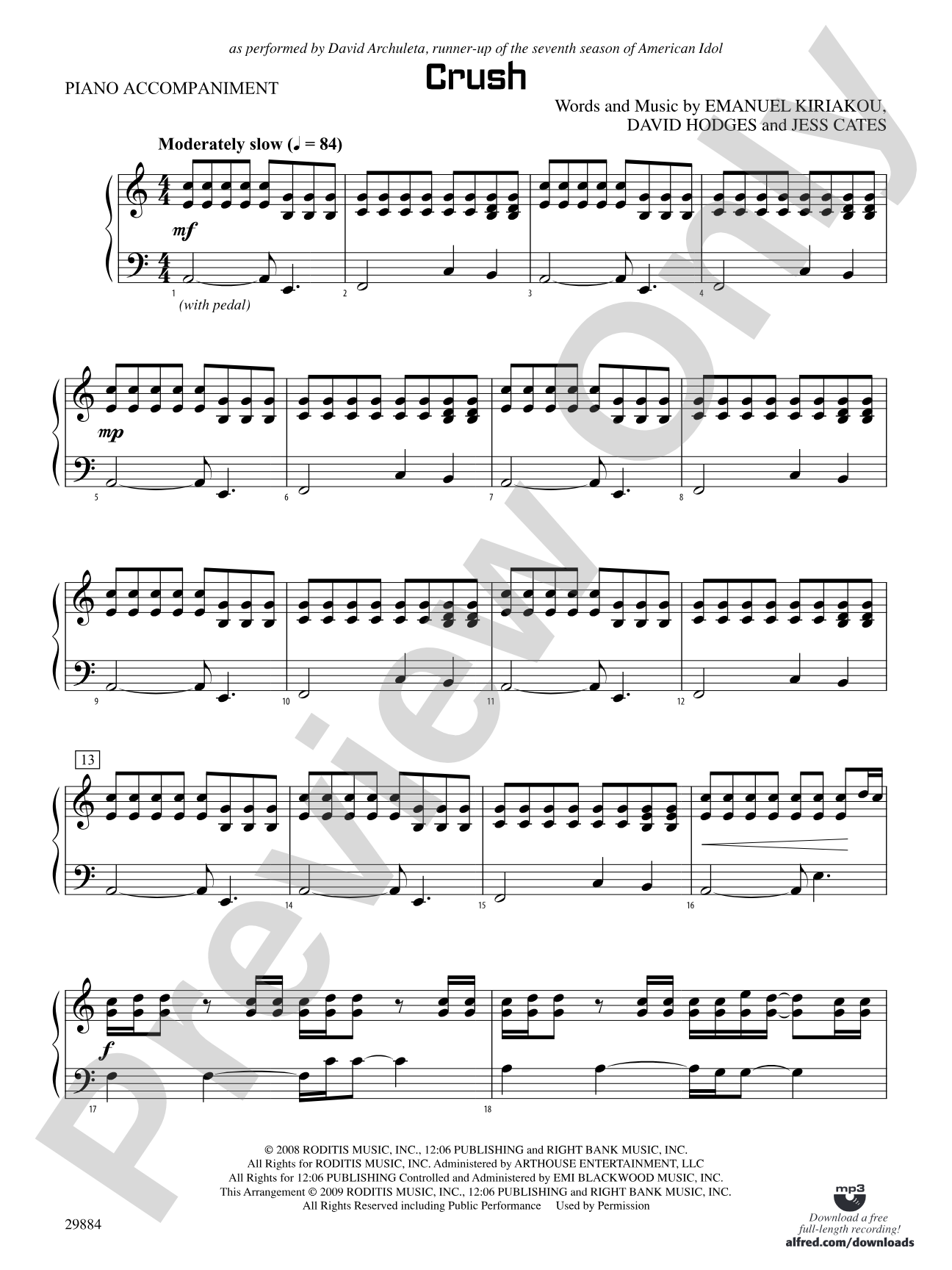 Crush: Piano Accompaniment