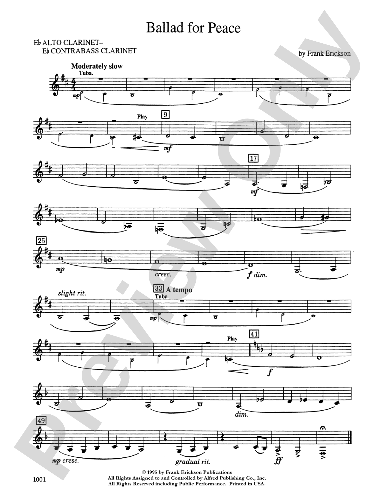 Ballad for Peace: E-flat Alto Clarinet