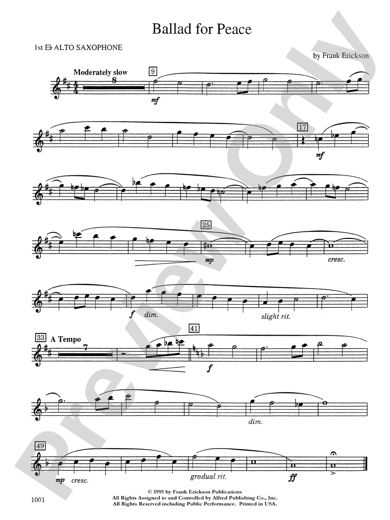 Ballad for Peace: E-flat Alto Saxophone