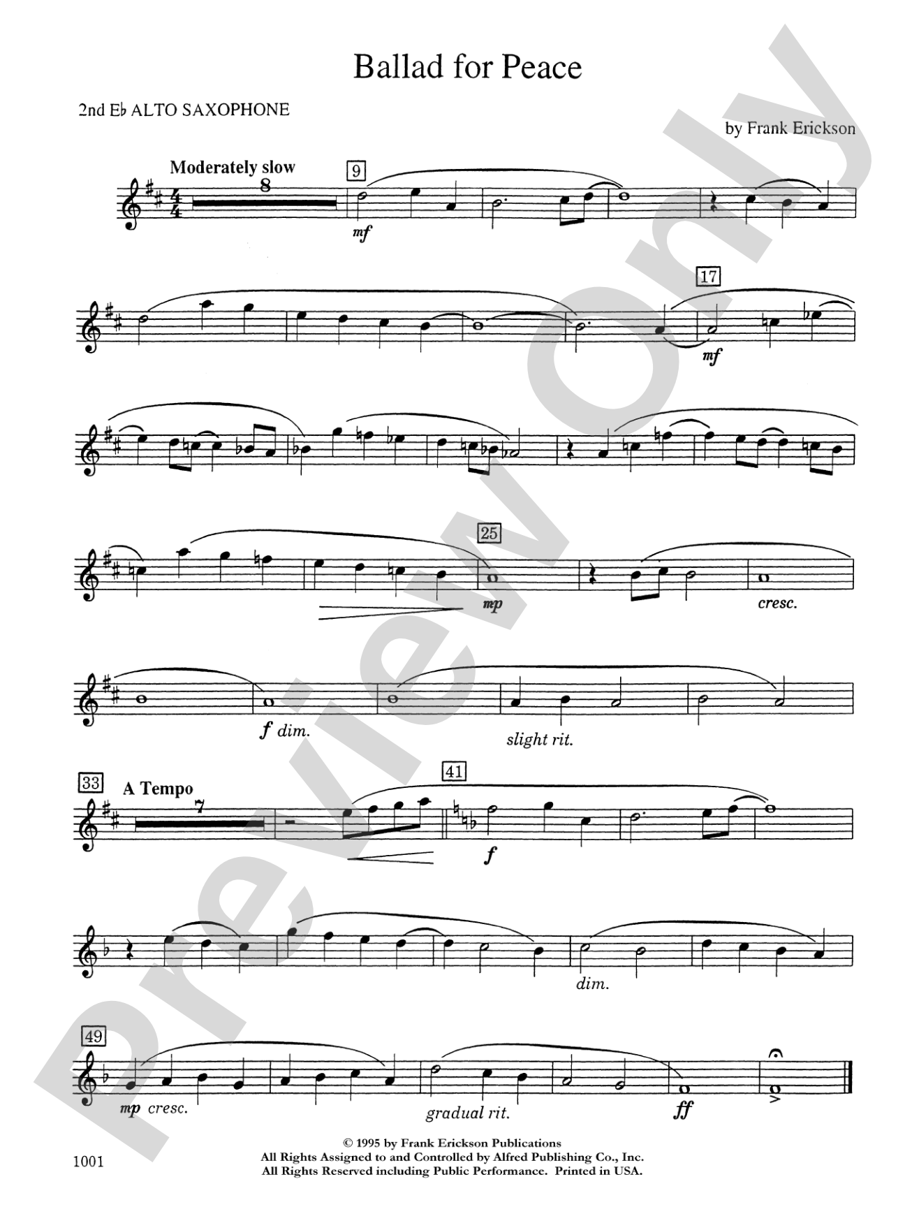 Ballad for Peace: 2nd E-flat Alto Saxophone